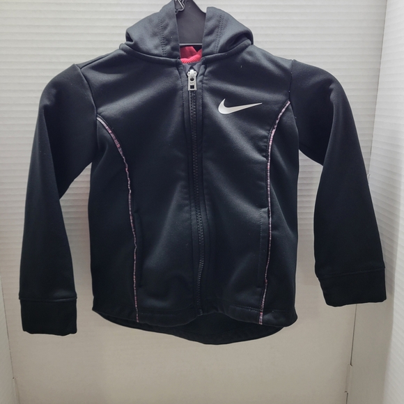 Nike Girls 2T Black Zip Hoodie & Pink Leggings 2-Piece Set - Picture 2 of 10
